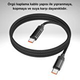 Coofbe Super Şarj Örgü Halat 100W  Type-C to Type-C Şarj Kablosu Type-C Hızlı Data ve Şarj Kablosu