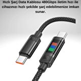 Coofbe Super Şarj Örgü Halat 100W  Type-C to Type-C Şarj Kablosu Type-C Hızlı Data ve Şarj Kablosu