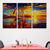 Deniz ve Yelkenli Manzarası Yağlıboya Görünüm Dekoratif Kanvas Duvar Tablosu-3708