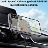 Coofbe Type-C Kablolu Magsafe Kablosuz 15W Araç Şarjı Araç Telefon Tutucu İphone 13 14 15 Pro Max Uyumlu