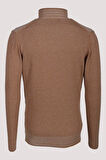 Erkek Triko Yarım Fermuarlı Camel Slim Fit Desenli Pamuklu Knitwear NCS JEANS 3709