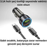 Coofbe Super Şarj USB+Type-C Giriş PD43W Araç Çakmaklık Şarjı Type-C Şarj Kablosu Araç Şarj Cihazı