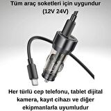 Coofbe Super Şarj USB+Type-C Giriş PD43W Araç Çakmaklık Şarjı Type-C Şarj Kablosu Araç Şarj Cihazı
