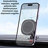 Coofbe 360° Döner Başlıklı Magsafe Uyumlu Torpido Üstü Araç Tutucu İphone 12 13 14 15 Pro Max Uyumlu