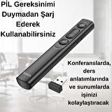 Coofbe 100Mt Mesafeli USB Girişli Şarjlı RF2.4GHz Projeksiyon Sunum Kumandası Kırmızı Lazer İşaretçili