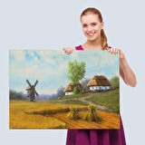 Ukrayna Köy Manzarası Yağlıboya Görünüm Dekoratif Tablo-3712