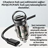 Coofbe HC Super Şarj USb Type-C Girişli Ve İphone Şarj Kablolu PD30W Araç Şarjı Araç Çakmaklık Hızlı Şarj Aleti