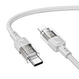 Coofbe Transparan Super Şarj 27W Type-C to İphone Şarj Kablosu İphone 11 12 13 14 Pro Max Şarj Kablo