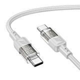 Hoco U129 Transparan Type-C to Type-C Data ve Şarj Kablosu 1m