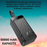 Coofbe Led Işıklı Ultra Hızlı DEV 22.5W+PD20W 60000mAh Powerbank Güç Bankası Şarj Akım Korumalı