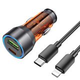 Coofbe Super USB+Type-C Giriş PD43W Araç Çakmaklık Şarjı İphone Şarj Kablosu İphone 14 13 12 11 Şarj
