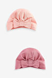 Next Baby % 100 Pamuklu Pembe Gül Kurusu 2'li Kız Bebek Şapka Set