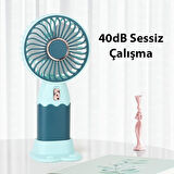 Coofbe 40dB Sessiz Taşınabilir Şarjlı El Fanı Ve Masaüstü Telefon Standı Masaüstü Standlı El Fanı