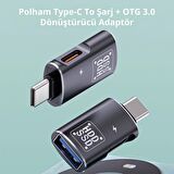 Coofbe 2in1 Type-C To Type-C Ve Usb Dönüştürücü Çevirici Otg Type-C To Şarj Ve Otg 3.0 Dönüştürücü 
