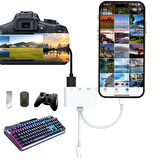 ALLY NK-109PRO Type-c/Lightning to USB-A 3.5mm Kulaklık ve Type-c Kamera Okuyucu Çevirici Adaptör