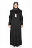 Hesna Kadın Efnan Büyük Beden Baharlık Boydan Siyah Pardesü