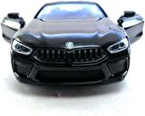 Kinsmart BMW M8 Diecast Metal Çek Bırak Araba 1:34 Ölçek Siyah