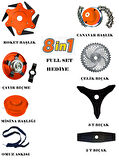 Lombard İtalia V12 Motor New 8 İn 1 FULL Set Yan Tipi Benzinli Motorlu Ot Çalı Tırpanı Çim Makinesi 3.2 HP