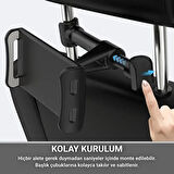Polham 4.7 İnch ve 12.9 İnch Uyumlu Araç Arka Koltuk İçin Telefon ve Tablet Tutucu, 360 Derece Dönebilen Tablet Tutucu