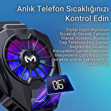 Polham 7500RPM Buz Tipi Radyatörlü Led Işıklı Telefon Soğutucu Fan, Sıcaklık Göstergeli Sessiz Soğutucu