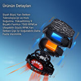 Polham 7500RPM Buz Tipi Radyatörlü Led Işıklı Telefon Soğutucu Fan, Sıcaklık Göstergeli Sessiz Soğutucu