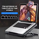 Polham Hızı Ayarlanabilir Laptop Soğutucu Notebook Standı - 4 Kademeli Yükseklik Ayarlı, 2 USB Girişli Stand