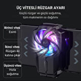 Polham 700mAh Şarjlı RGB Işıklı Sessiz 6000RPM Telefon Soğutucu Fan, Universal 3 Vitesli Süper Soğutucu