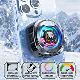 Polham MagSafe Uyumlu Telefon Soğutucu – Dijital Isı Göstergeli, RGB LED Işıklı, Turbo Fanlı 6000 RPM, Klipsli Tutucu