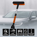 Polham Teleskopik Kar Süpürgesi ve Buz Kazıyıcı | Yüzey Çizmez Fırça | Araç Camı & Kaput Temizleme Aparatı