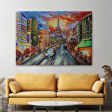 Eyfel Kulesi Manzaralı Yağlıboya Görünüm Dekoratif Kanvas Duvar Tablosu-3726