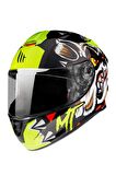 -Mt Targo Crazydog V14 Flo Yellow Kask Siyah Vizörlüdür