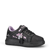 Günlük Kız Çocuk Sneaker Püskül Detaylı Oval Simli Burun Lastik Bağcıklı Cırtlı Spor Ayakkabı 3740