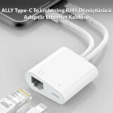 ALLY Type-C To Lightning RJ45 Dönüştürücü Adaptör Ethernet Kablosu