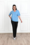 Kadın V Yaka Basic Büyük Beden T-Shirt 1297-22