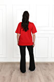 Kadın V Yaka Basic Büyük Beden T-Shirt 1297-22