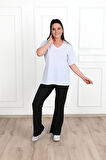 Kadın V Yaka Basic Büyük Beden T-Shirt 1297-22