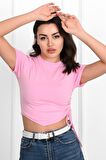 Büzgü Detaylı Kısa Kollu Tshirt 9958
