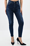 Kadın Yüksek Bel Lacivert Jean Pantolon 6179-23