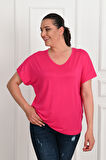 Kadın V Yaka Büyük Beden T-shirt 1486-23