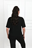 Kadın V Yaka Basic Büyük Beden T-Shirt 1297-22