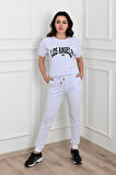 Kadın Yazı Baskılı Kısa Kollu Eşofman Takımı 3737-23