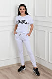 Kadın Yazı Baskılı Kısa Kollu Eşofman Takımı 3737-23