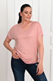 Kadın V Yaka Büyük Beden T-shirt 1486-23