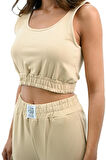 Kadın Askılı Crop Bluz Detaylı Eşofman Takımı 3715-23