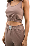 Kadın Askılı Crop Bluz Detaylı Eşofman Takımı 3715-23