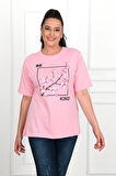 Kadın Büyük Beden Çiçek Baskılı T-Shirt 1572-23