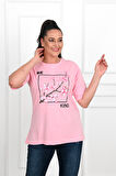 Kadın Büyük Beden Çiçek Baskılı T-Shirt 1572-23