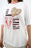 Kadın Büyük Beden Love Baskılı T-Shirt 1577-23