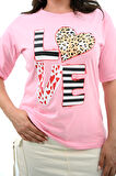 Kadın Büyük Beden Love Baskılı T-Shirt 1577-23