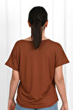 Kadın V Yaka Kısa Kollu T-shirt 1478-23